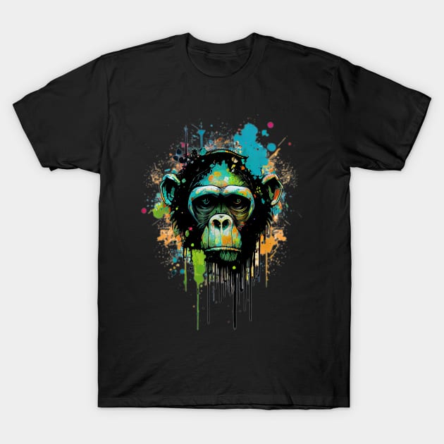 Ink Drip Chimp T-Shirt by TechnoBubble